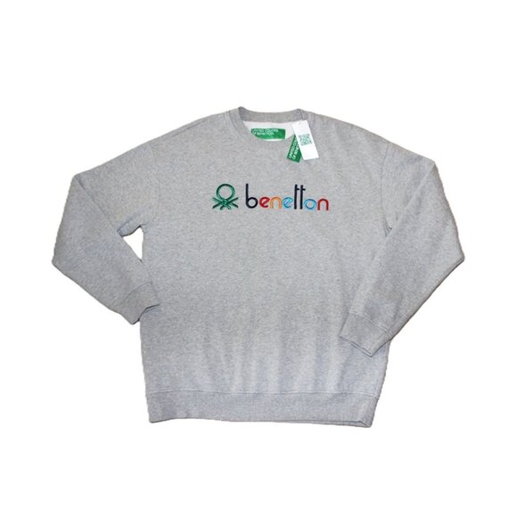 nwt BENETTON x UO Exclusive - Logo Crewneck Sweatshirt in Grey, Made in Italy - Picture 11 of 13